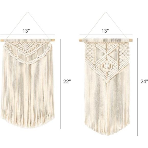 2 Pcs Macrame Wall Hanging Boho Wall Decor Home Chic Decoration Wall Pediments - Picture 4 of 6